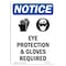 Signmission OSHA Sign, Eye Protection & Gloves With Symbol, 10in X 7in Rigid Plastic, 7" W, 10" H, Portrait OS-NS-P-710-V-12316 - alternate 1